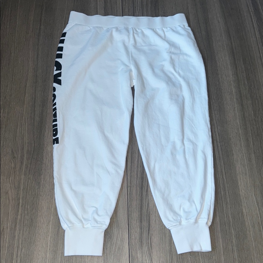 Juicy Couture Joggers White Logo Sweatpants Y2K Retro Women’s Size L